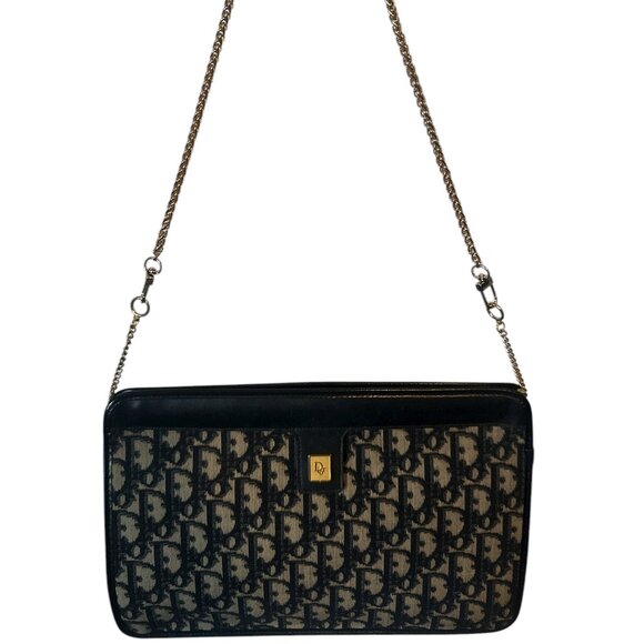 Christian Dior Blue/Beige Canvas Clutch Bag - Picture 2 of 12